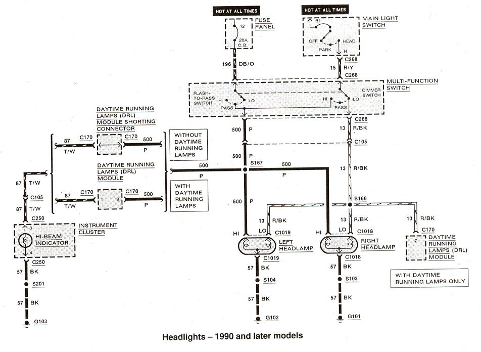 Headlight wiring diagram for ford ranger